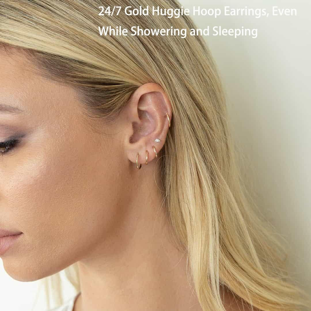 Small Gold Hoop Earrings Lightweight: Hinged Huggie Hoop Earrings for Lobe Carti