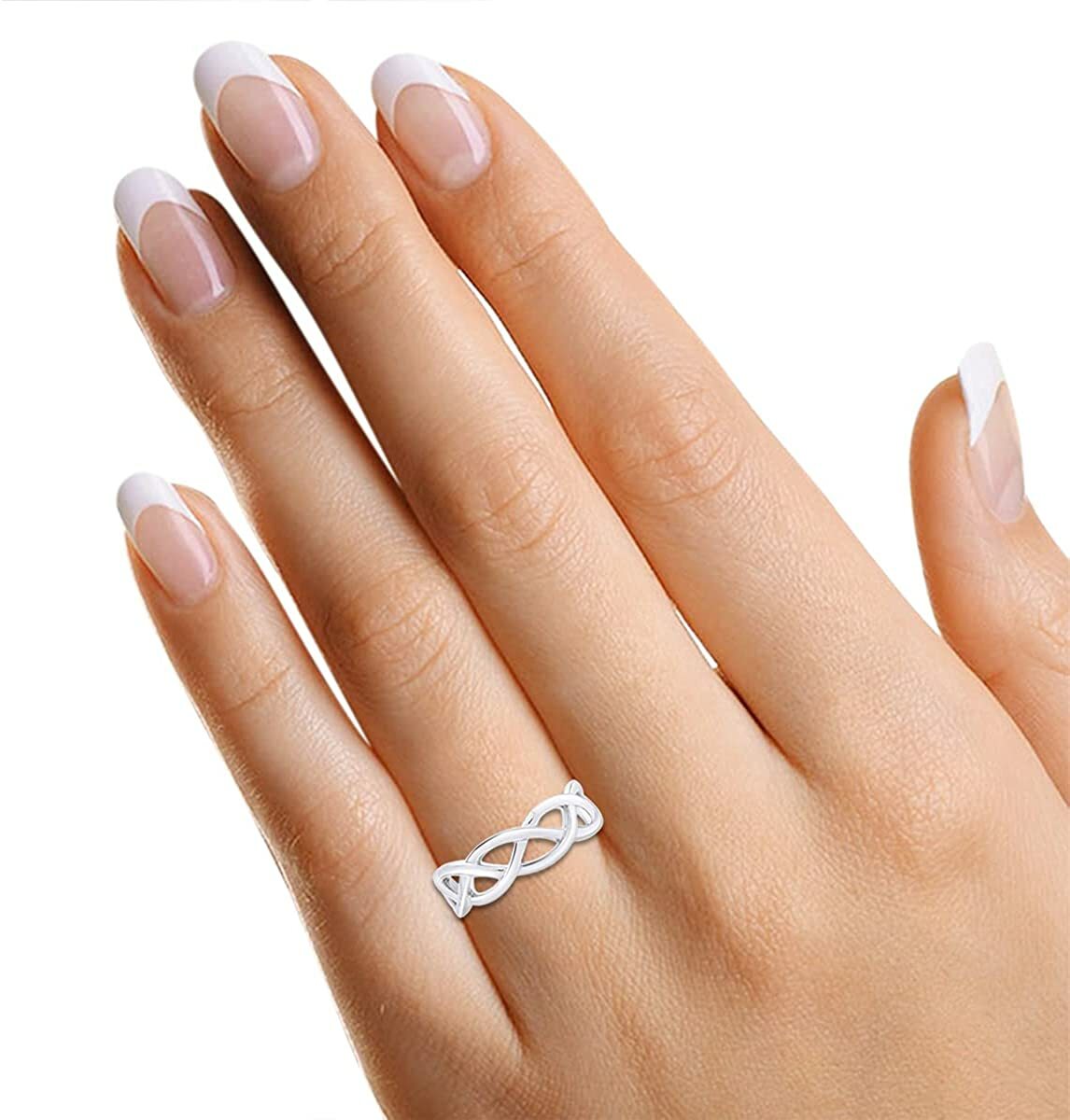 Celtic Knot Eternity Engagement Wedding Band Ring 14k Gold Plated Silver