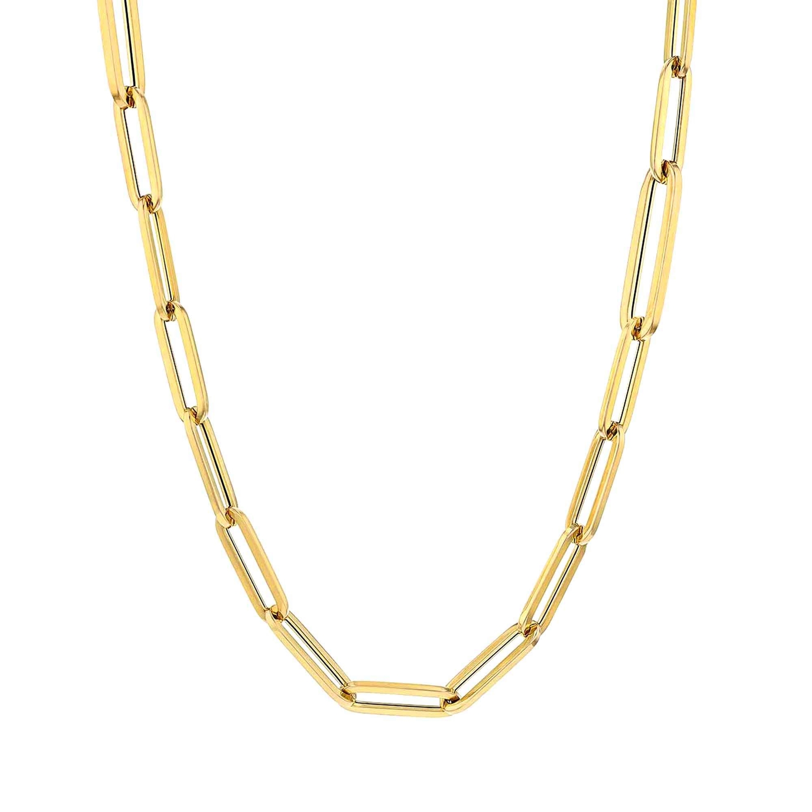 14k Yellow Real Gold Paperclip Chain Necklace, 3mm (16.0 Inches)