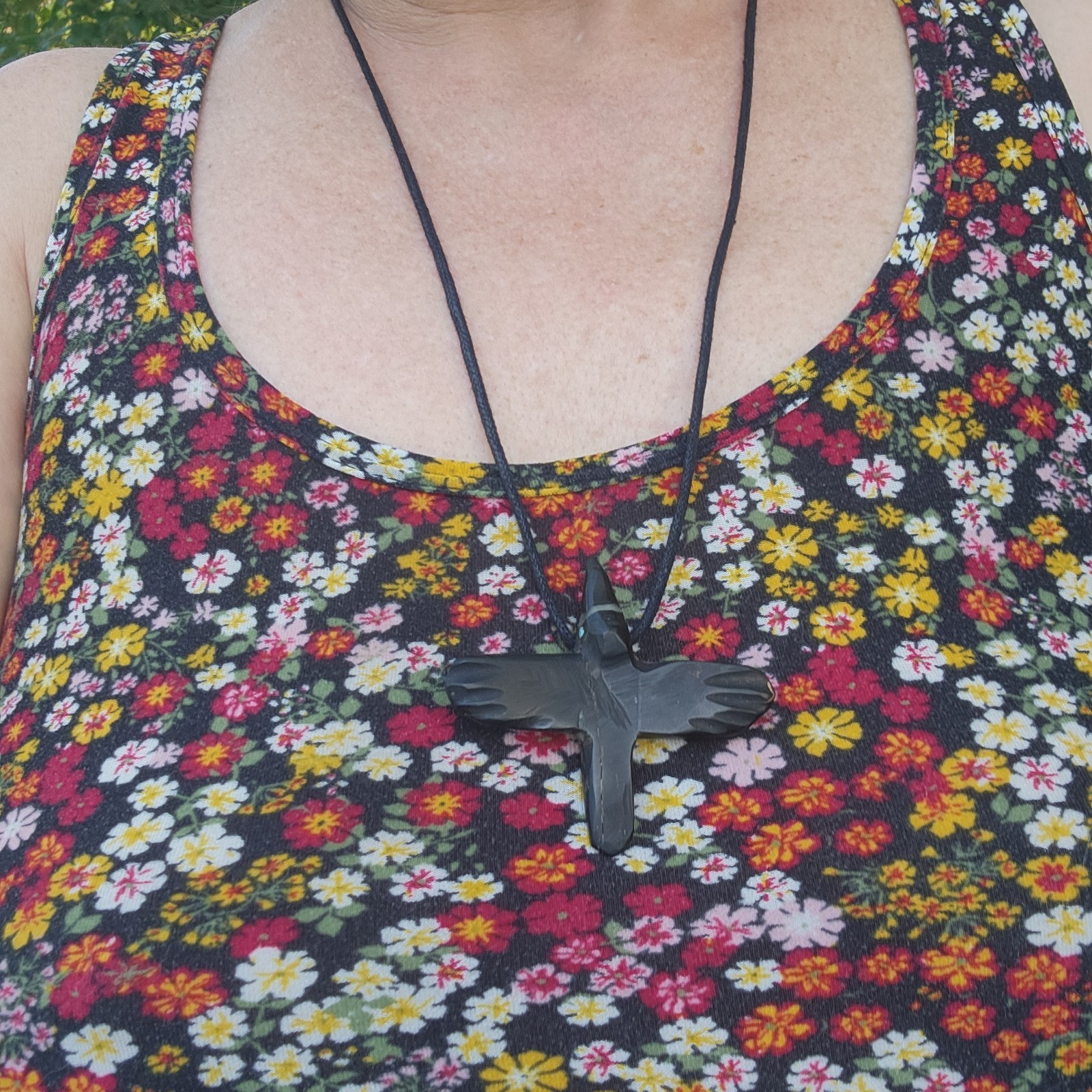 Southwest Handmade Matt Mitchell Jet Raven / Crow necklace