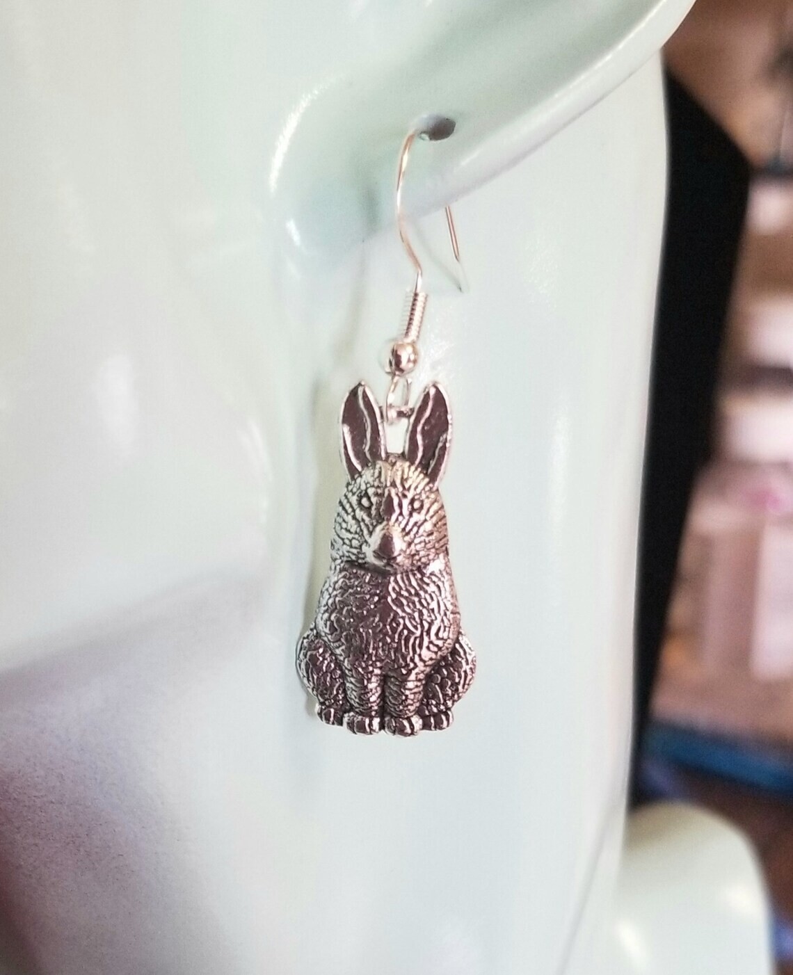 Silver Bunny Earrings Rabbit Earrings Easter Jewelry Bunny Rabbit Earrings