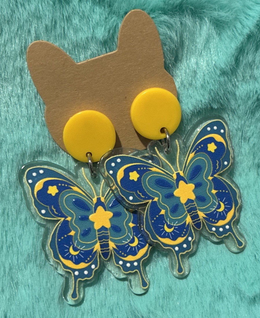Colorful Light Weight Butterfly Shaped Earrings. Casual, Bright, Party, Festive