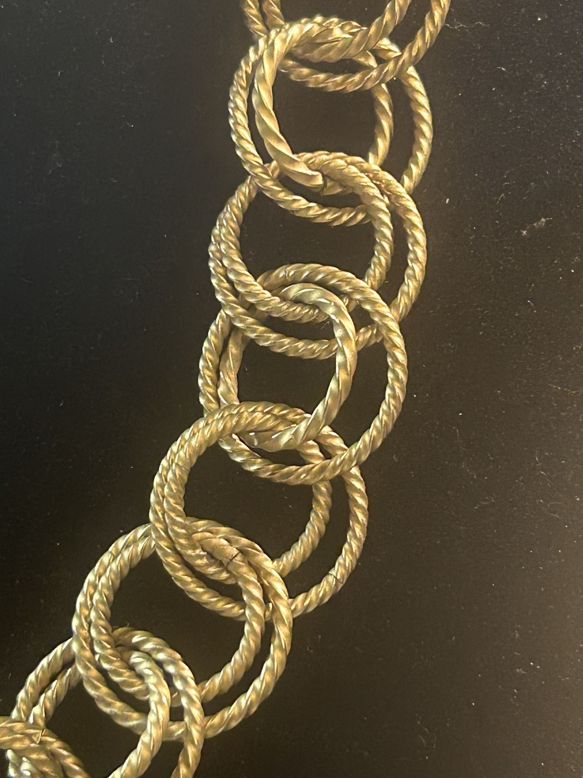 Banana Republic Double Link Statement Necklace Brushed Gold Textured Chain 18″