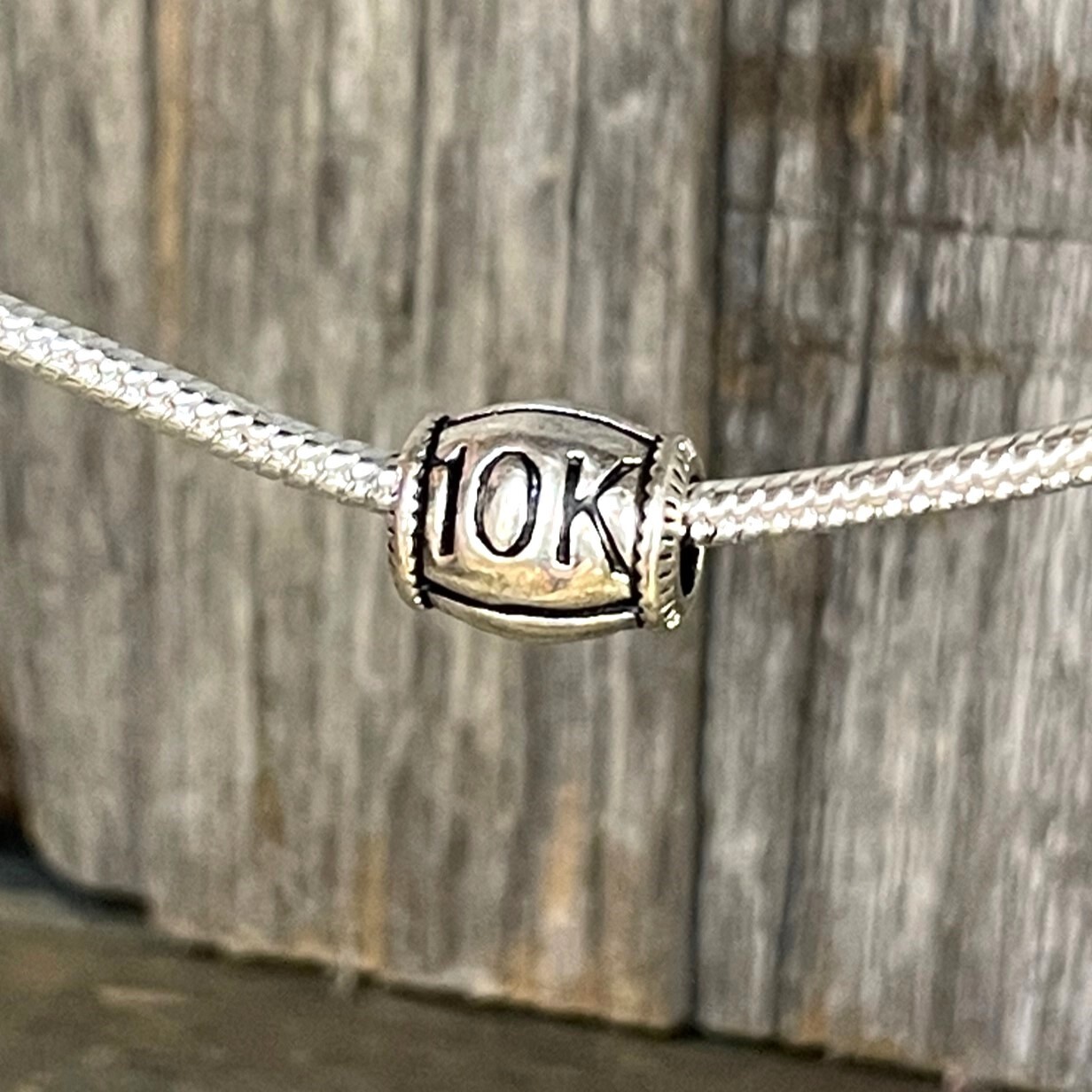 10K Running Race Finish Racer Sport Hobby Love Run Silver European Charm Bead