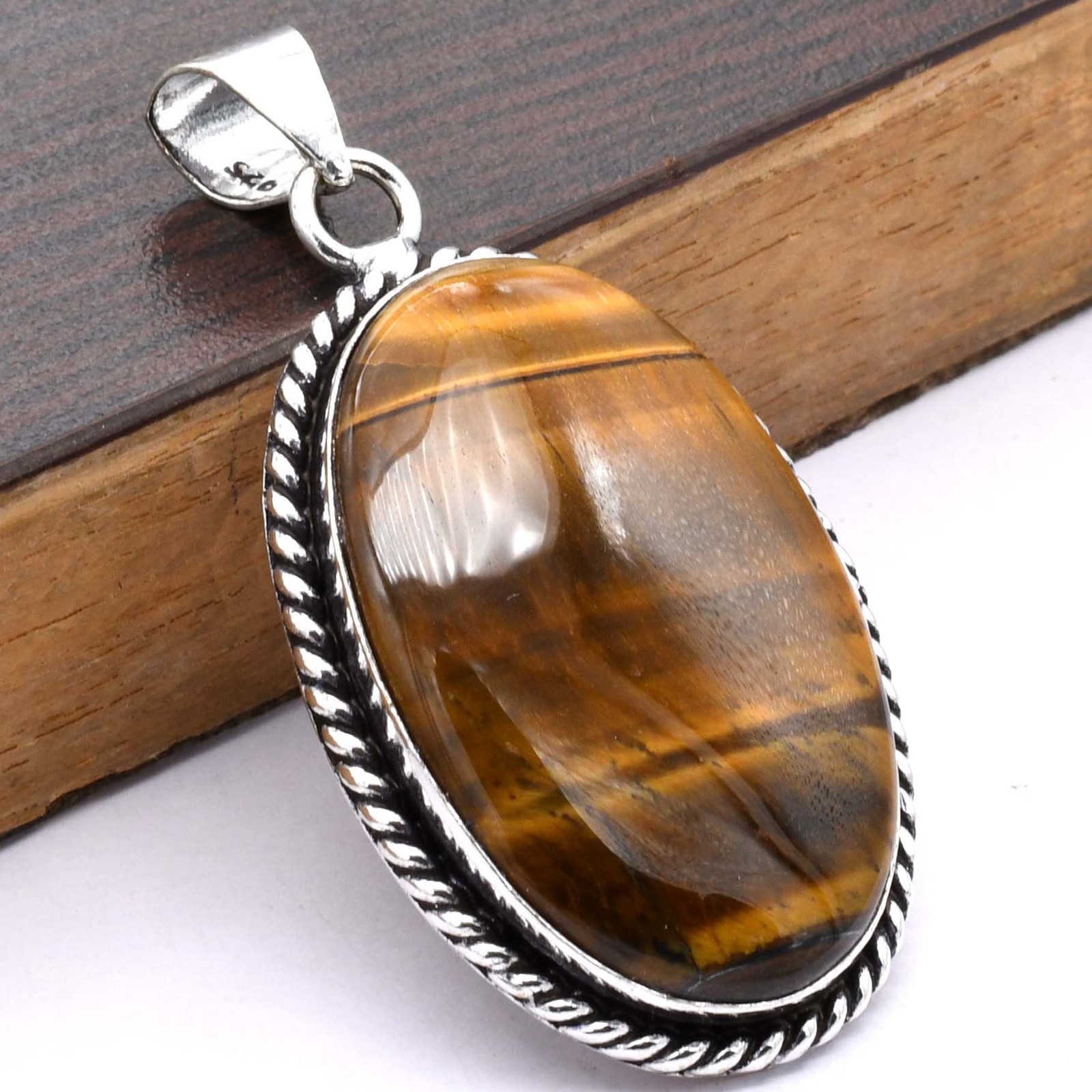 Tiger Eye Gemstone Ethnic Handmade Pendant Jewelry 1″ P 1929