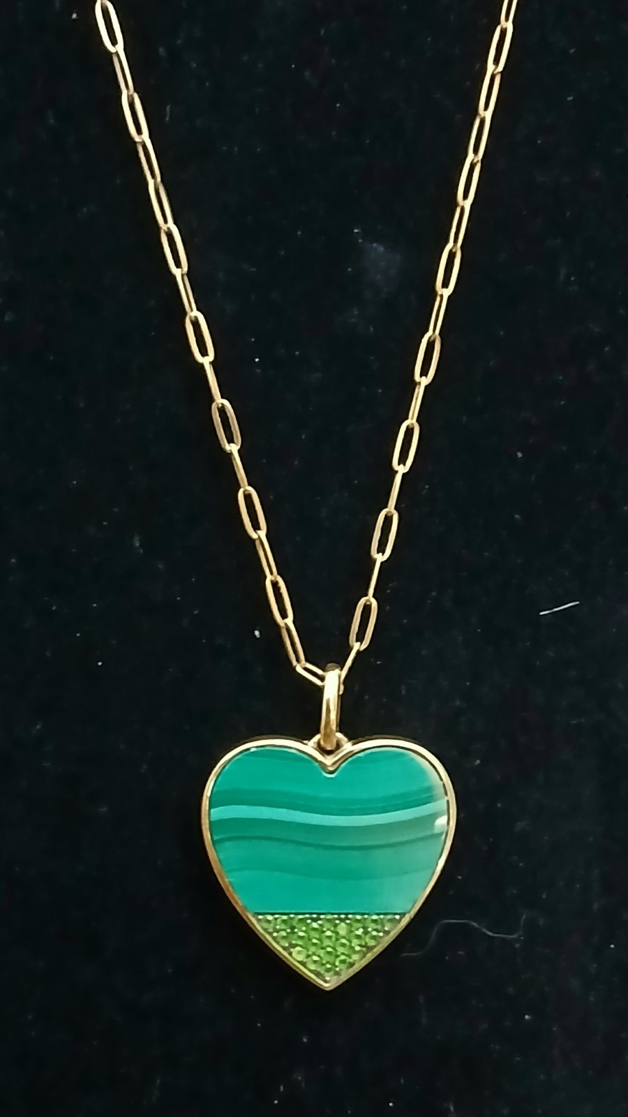 Heart-Shaped Inlaid Gemstone Dyed Malochite With Distinct Layered Green Bands