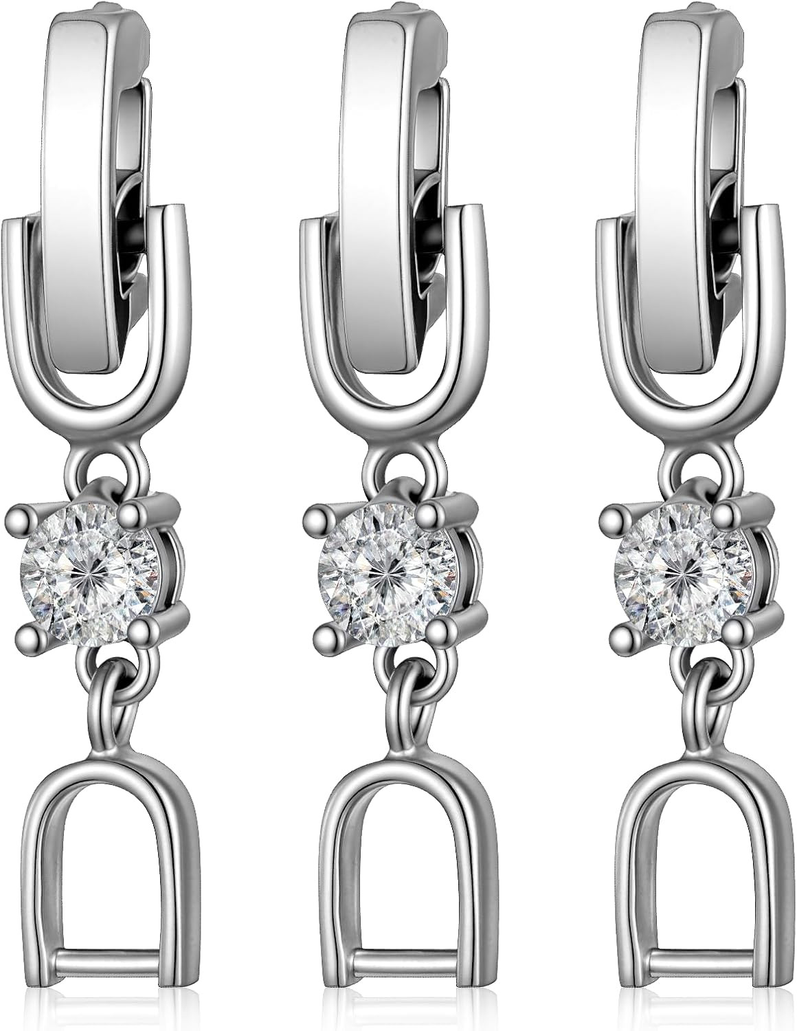 Silver Bracelet and Necklace Extenders with Rhinestones – 3 PCS Set