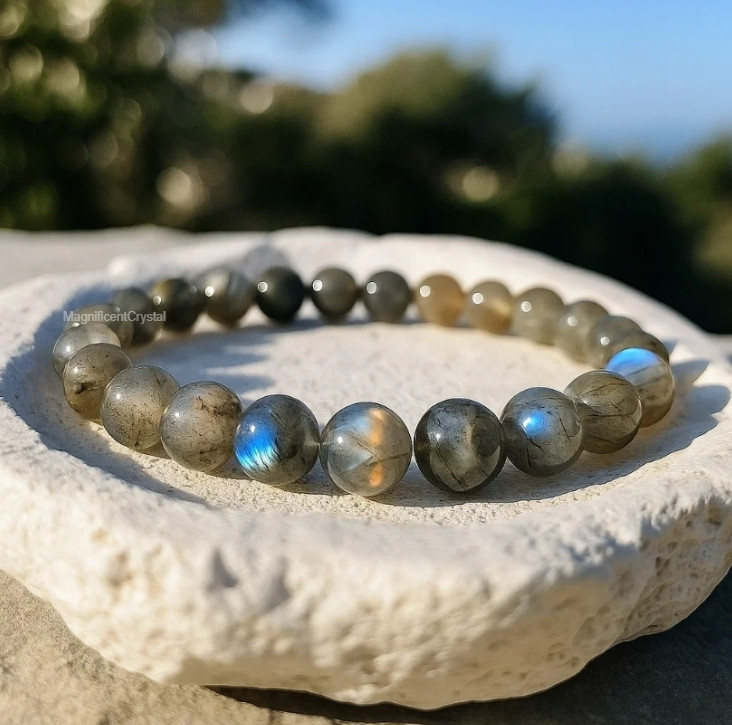 High Quality Labradorite Stone Stretch Bracelet Healing Energy Crystal Jewelry