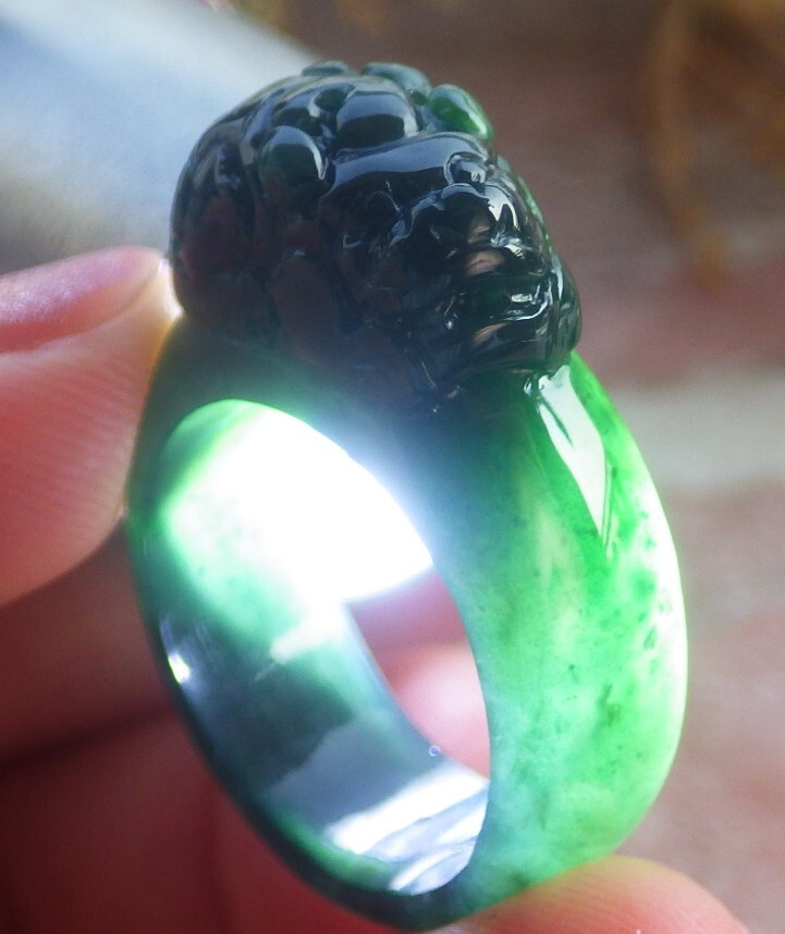 Video Certified Green A Jadeite Jade Dragon Pi Xiu Ring NO. 8 戒指 115022 TS