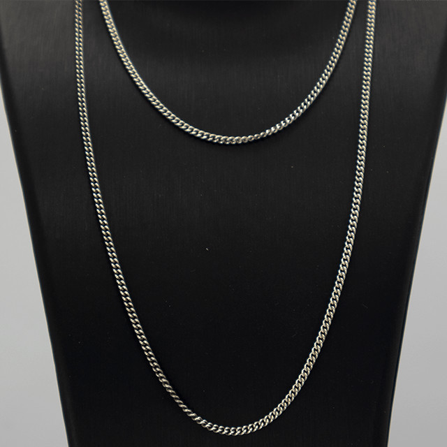 Extra long vintage silver curb chain