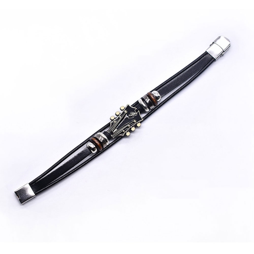 Retro Faux Leather Guitar Bracelet,Zinc Alloy Rock Music Guitar Bracelet OY