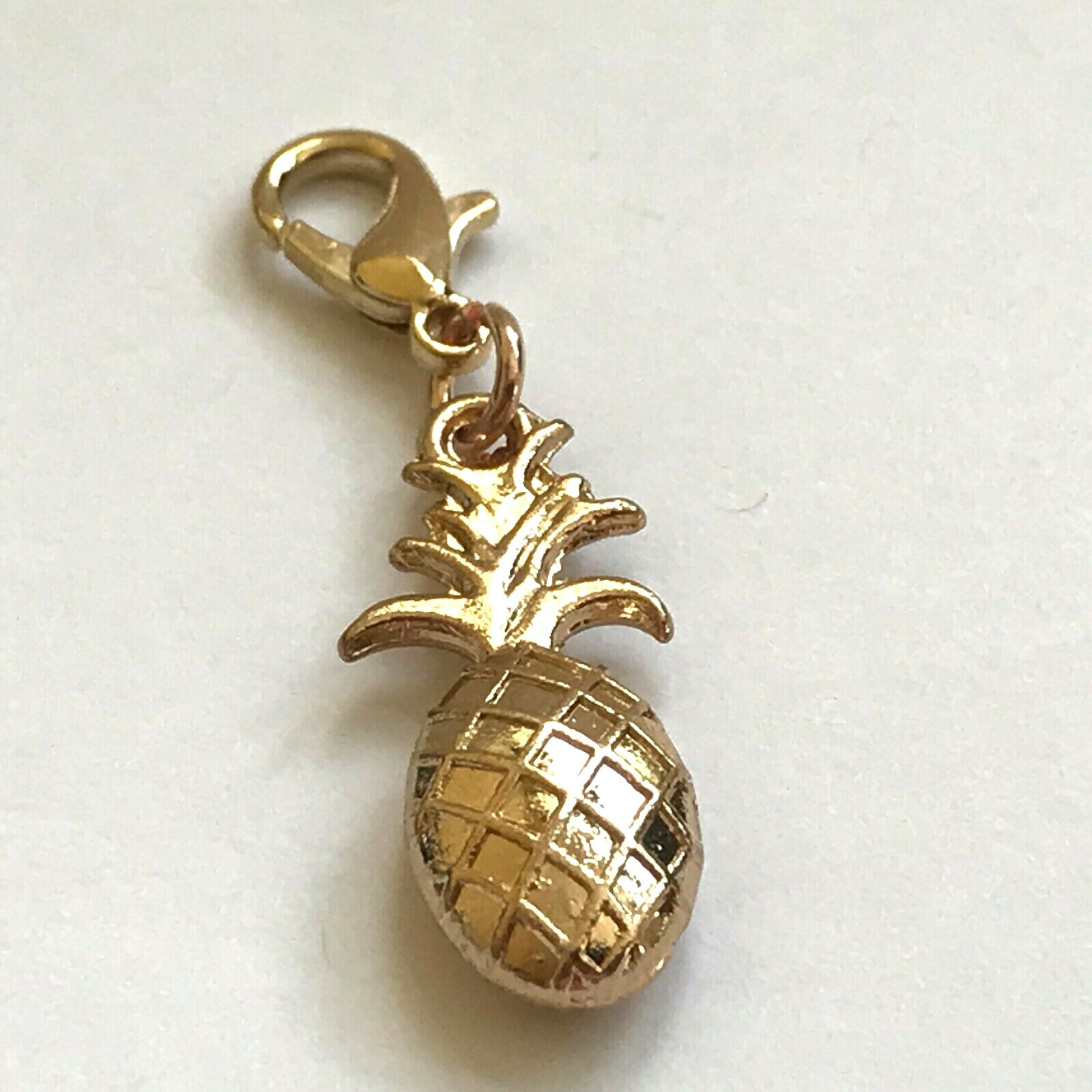 Gold Pineapple Charm Clip On Zipper Pull Purse Hawaiian Island Life Plated