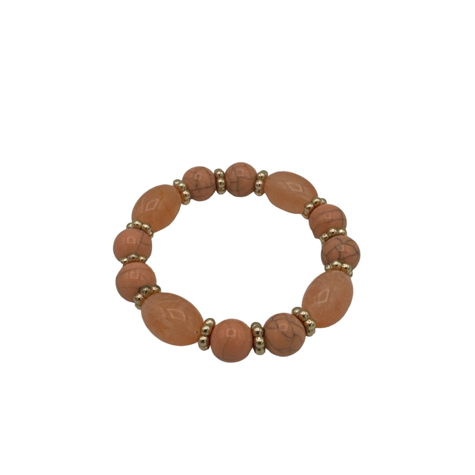 Avon Natures Path Beaded Stretch Bracelet Peach and Gold