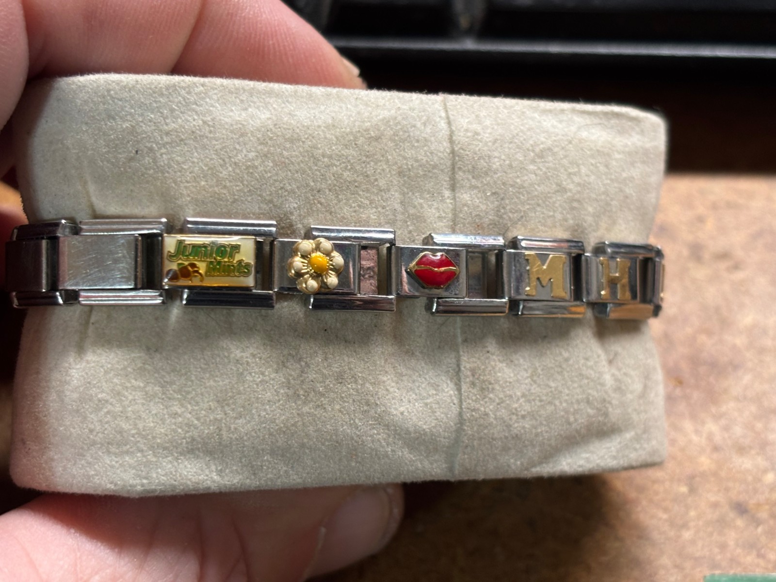 ZOPPIN stainless steel stretch link CHARM BRACELET Junior Mints CASA d’Oro GOLD