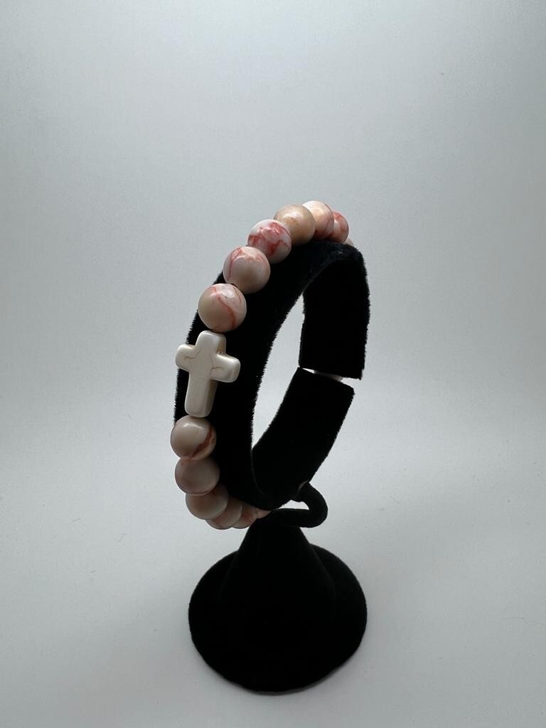 New Collection Bracelets Natural Stone 8mm Cross Elastic Rope