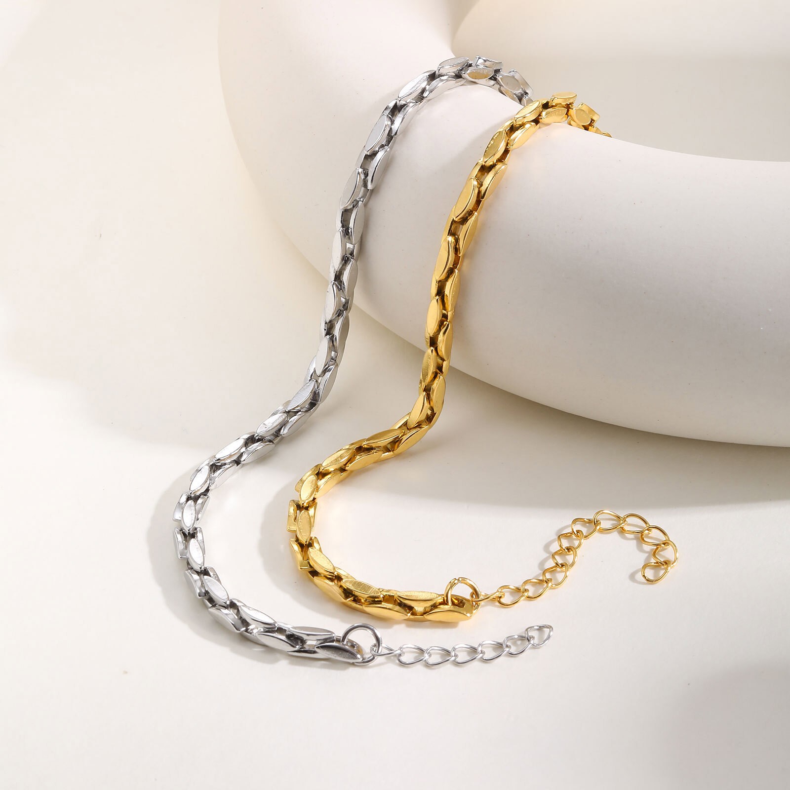 Stainless Steel Simple Plain Chain Strand Bracelet Couple Link Bracelet Classic