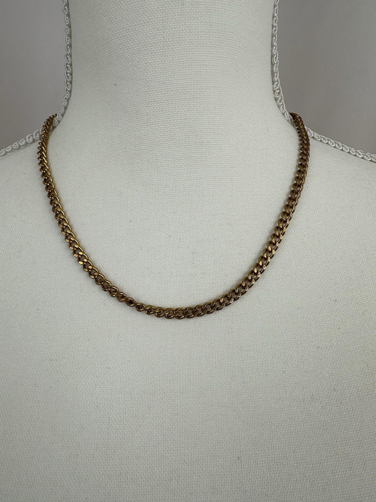 Gold Tone Textured Chain Necklace