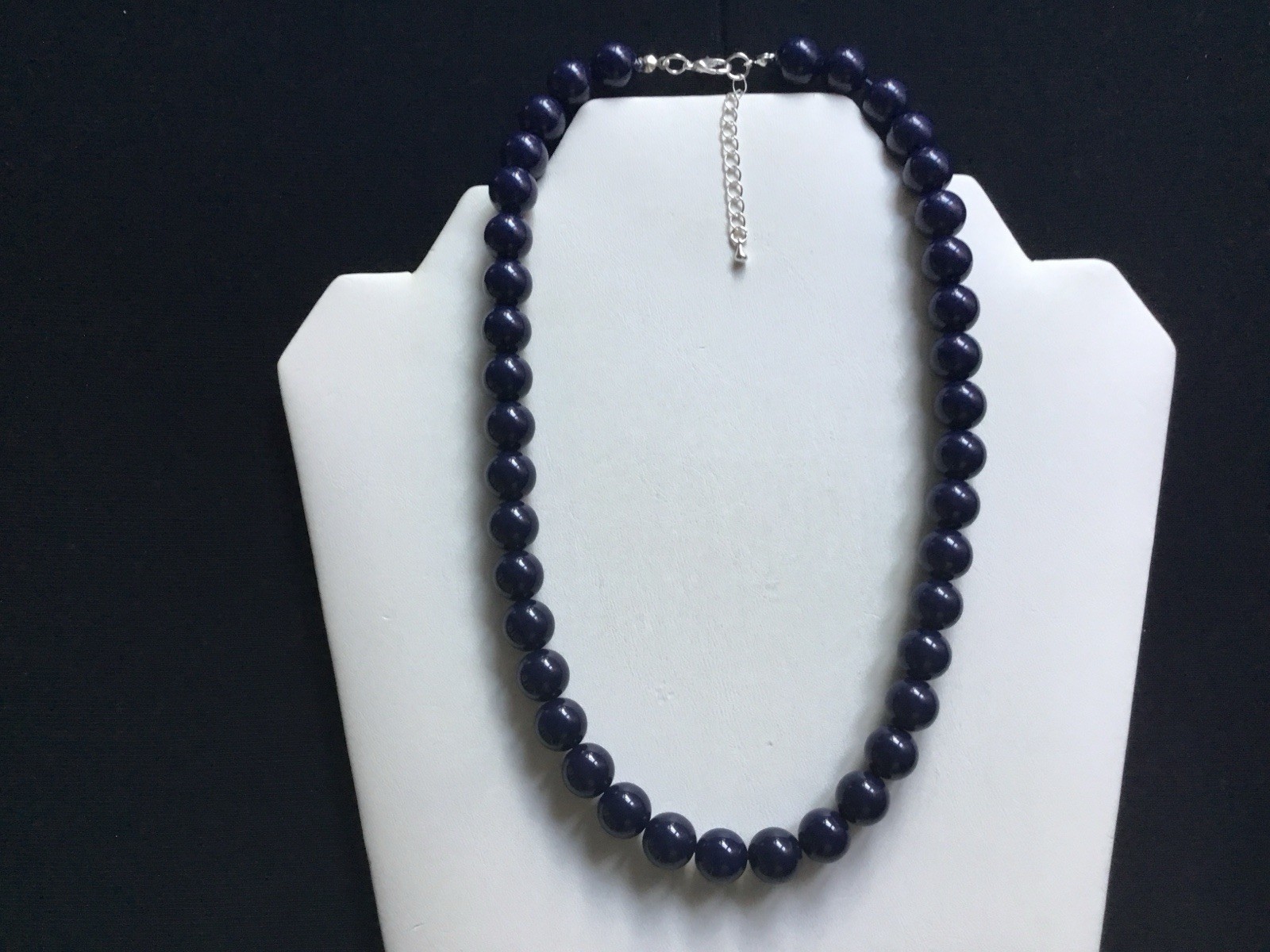 Single Strand Navy Blue Beads Adjustable Necklace