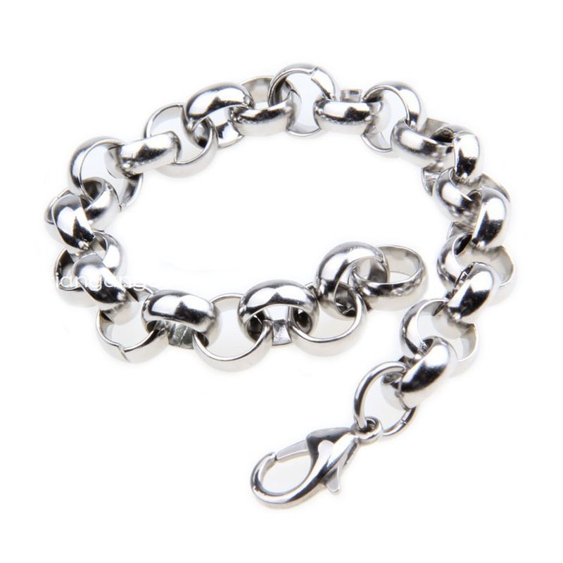 7-11″3.5/4.7/6/8mm Women Men’s 316L Stainless Steel Silver Rolo Chain Bracelet