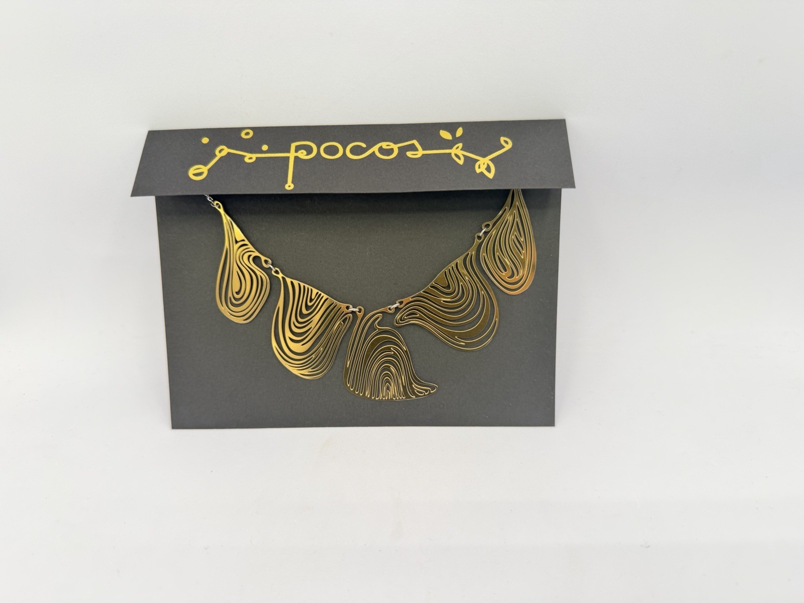 Contemporary NWT Artisanal Organic Asymmetrical Gold Statement Bib Necklace JM
