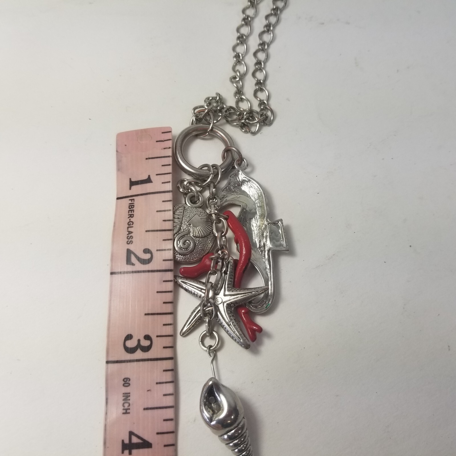 Silver tone shell sea Horse Seahorse Conch Shell charms pendant