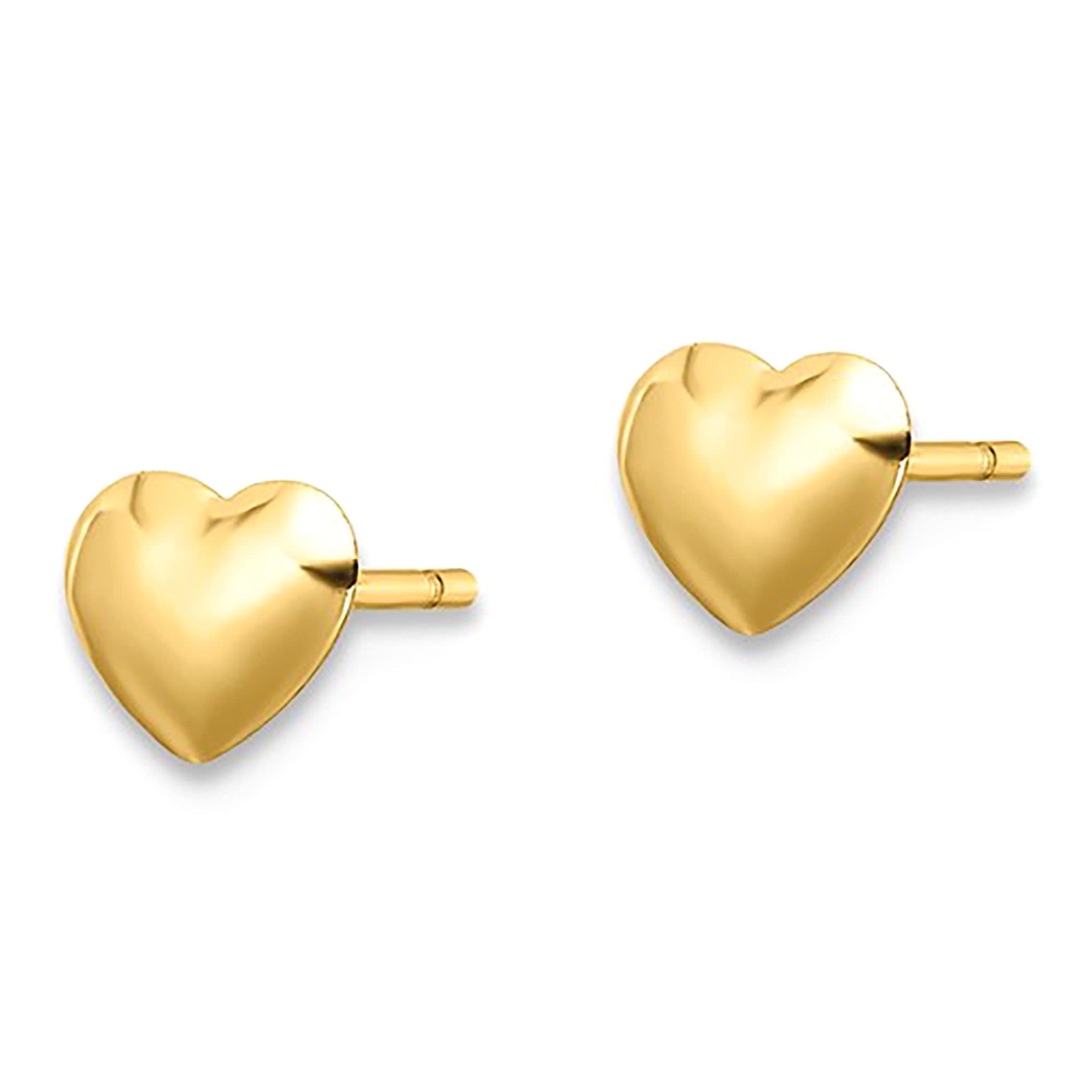 14k Yellow Gold Heart Shaped Stud Earrings
