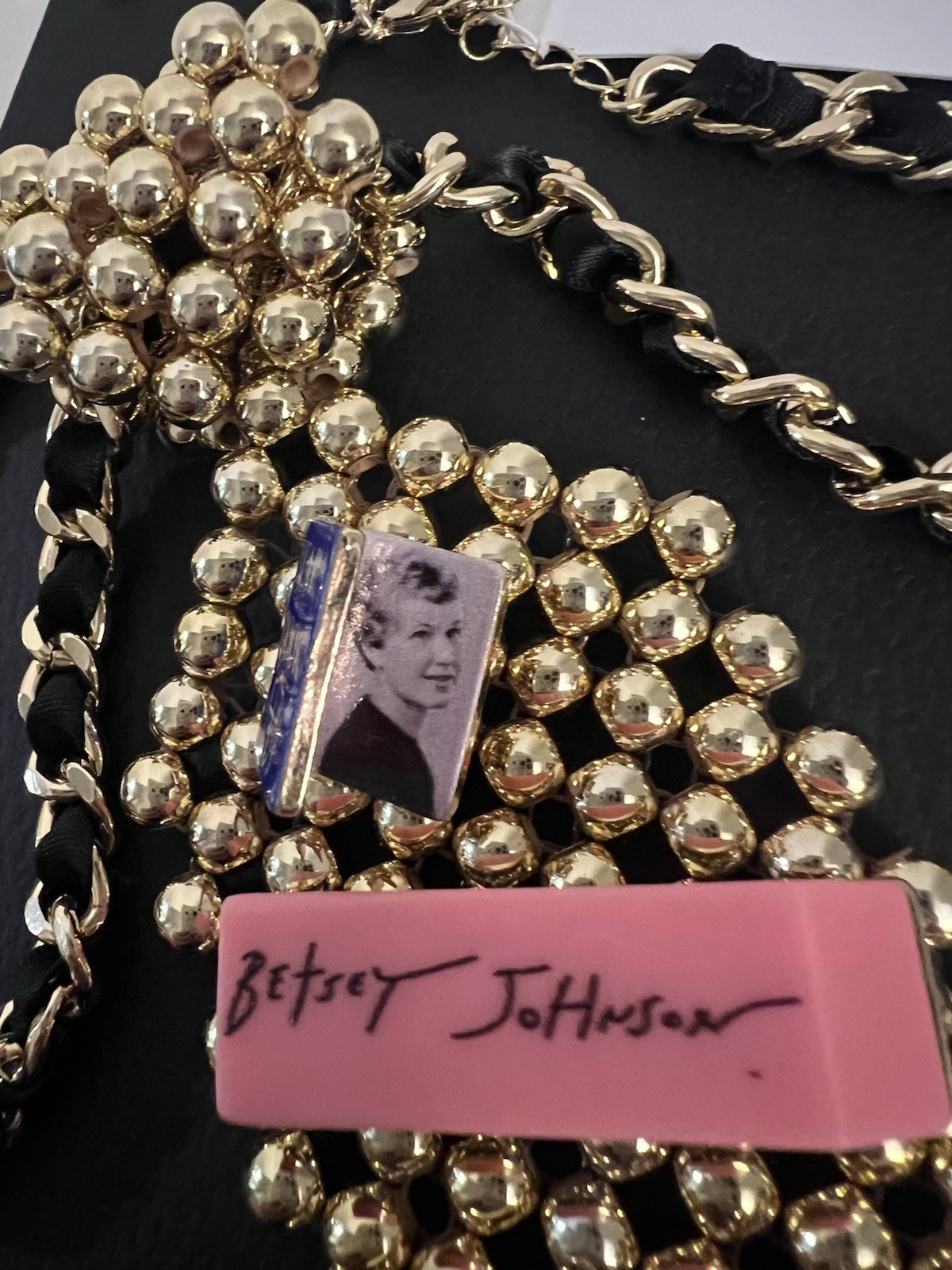 Betsey Johnson Necklace Gold Tone Chain Best In Class Detachable Brooch Tie NWT