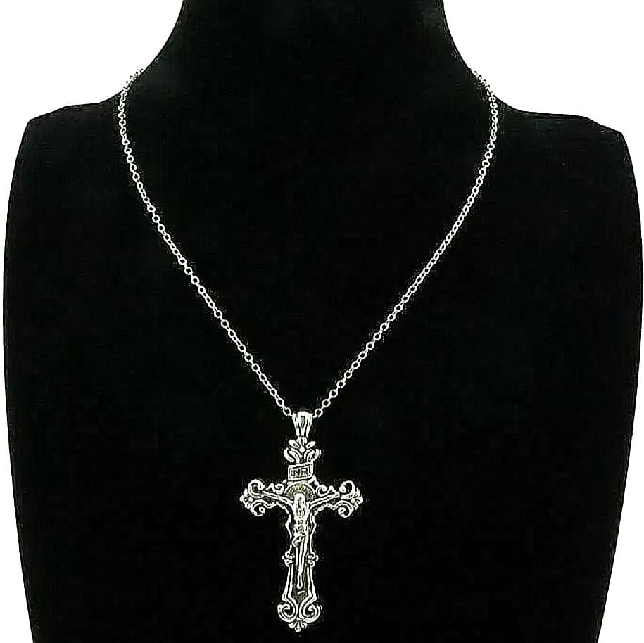 925 Sterling Silver 3D Christian Jesus Christ Cross Catholic Crucifix Necklace