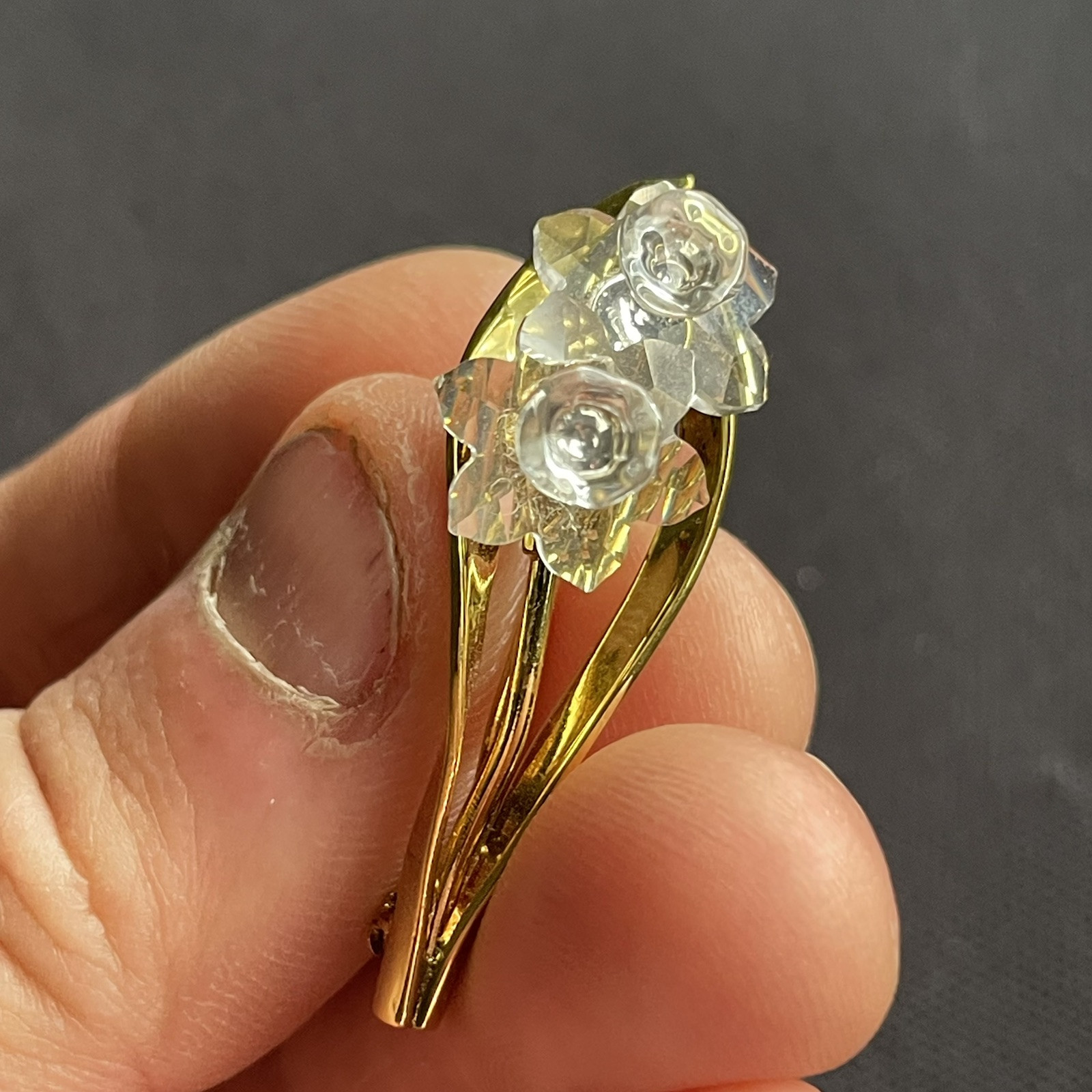 Swarovski Crystal Brooch Memories Daffodil Flowers Pin Swan Logo Gold-tone 1.75”