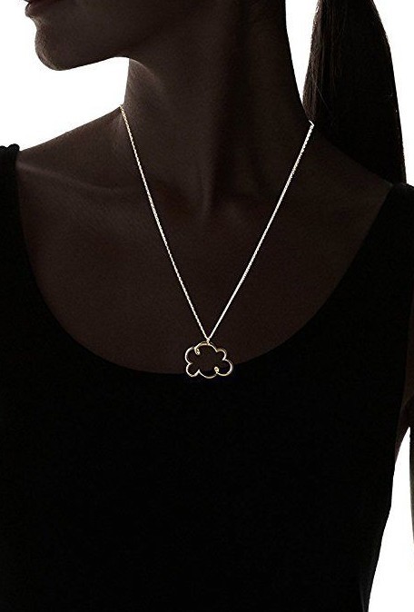 USA Made ECRU 15.75″ Gold plated metal Cloud Pendant Necklace