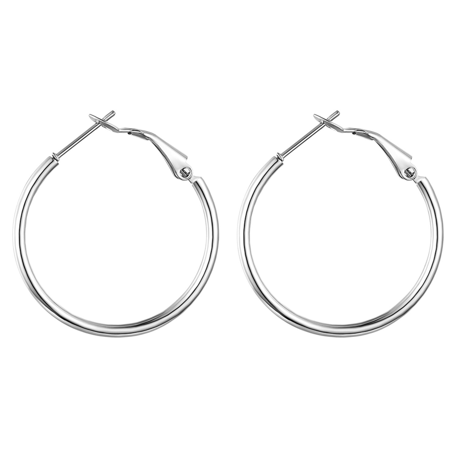 3 pairs Stainless Steel Big Round Large Thin Hoop Snap Earrings For Women Girls