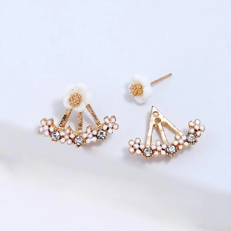 Korean Fashion Daisies Stud Earrings Simple Flower Double Sided Women Jewelry