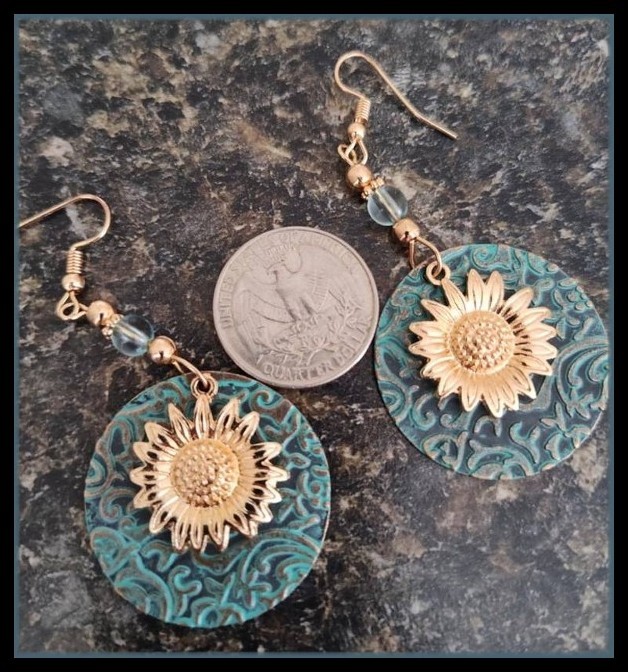 NEW Boho Style Antique Finish Dangle Drop Sun/Sunflower Fashion Earrings