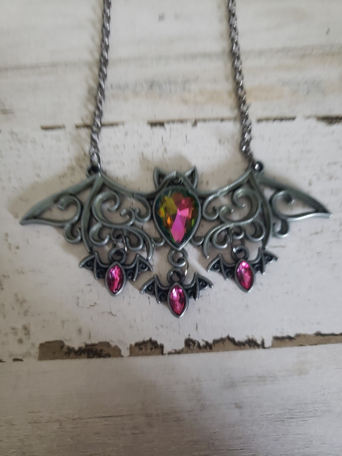 Bat necklace Halloween vampire baby jewelry pink black gift cute witch cool love