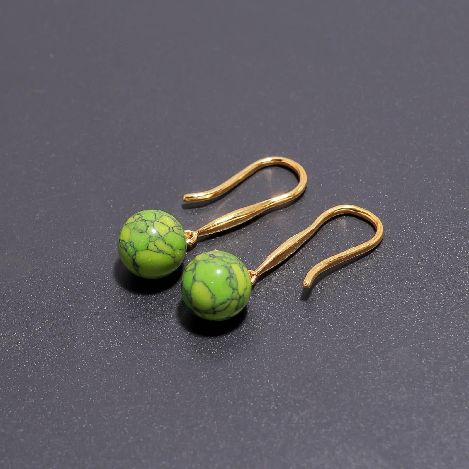 100% Natural Jesper Ball Dangle Earrings Gold Plated 925 Sterling Silver Jewelry
