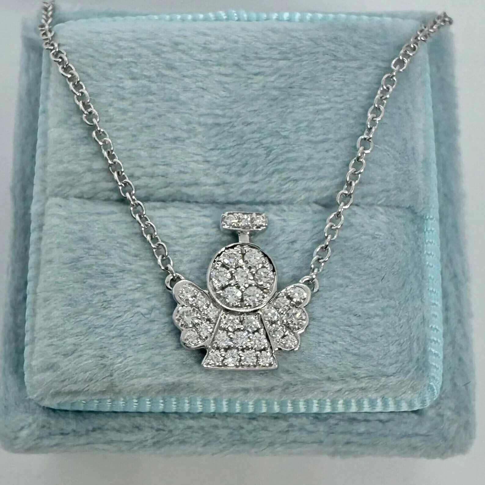 Round Cut Simulated Diamond Women’s Stunning Angle Pendant 14K White Gold Plated