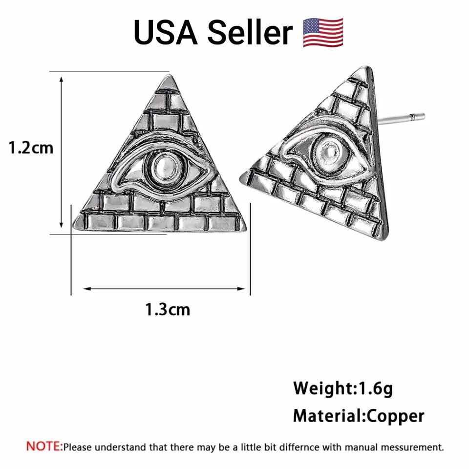 Ancient Egypt Stud Evil Eye Earrings Women Vintage Jewelry Pyramid Symbol Old