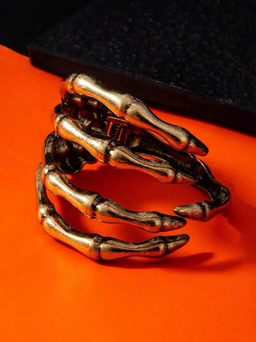 1pc Skeleton Hand Cuff Bracelet Gothic Claw Bangle Halloween Jewelry