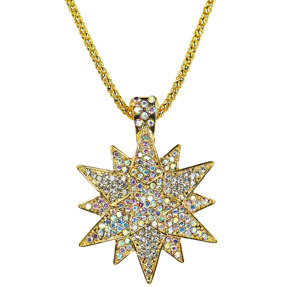 KIRKS FOLLY PAVE’ STAR SPANGLED FOLDOVER PENDANT NECKLACE IN GOLD TONE #53