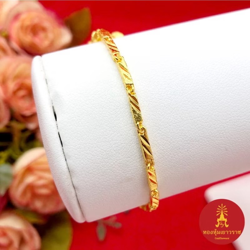 Heart Charm 22K 23K 24K THAI BAHT YELLOW GOLD Bracelet Jewelry Women 6.8in