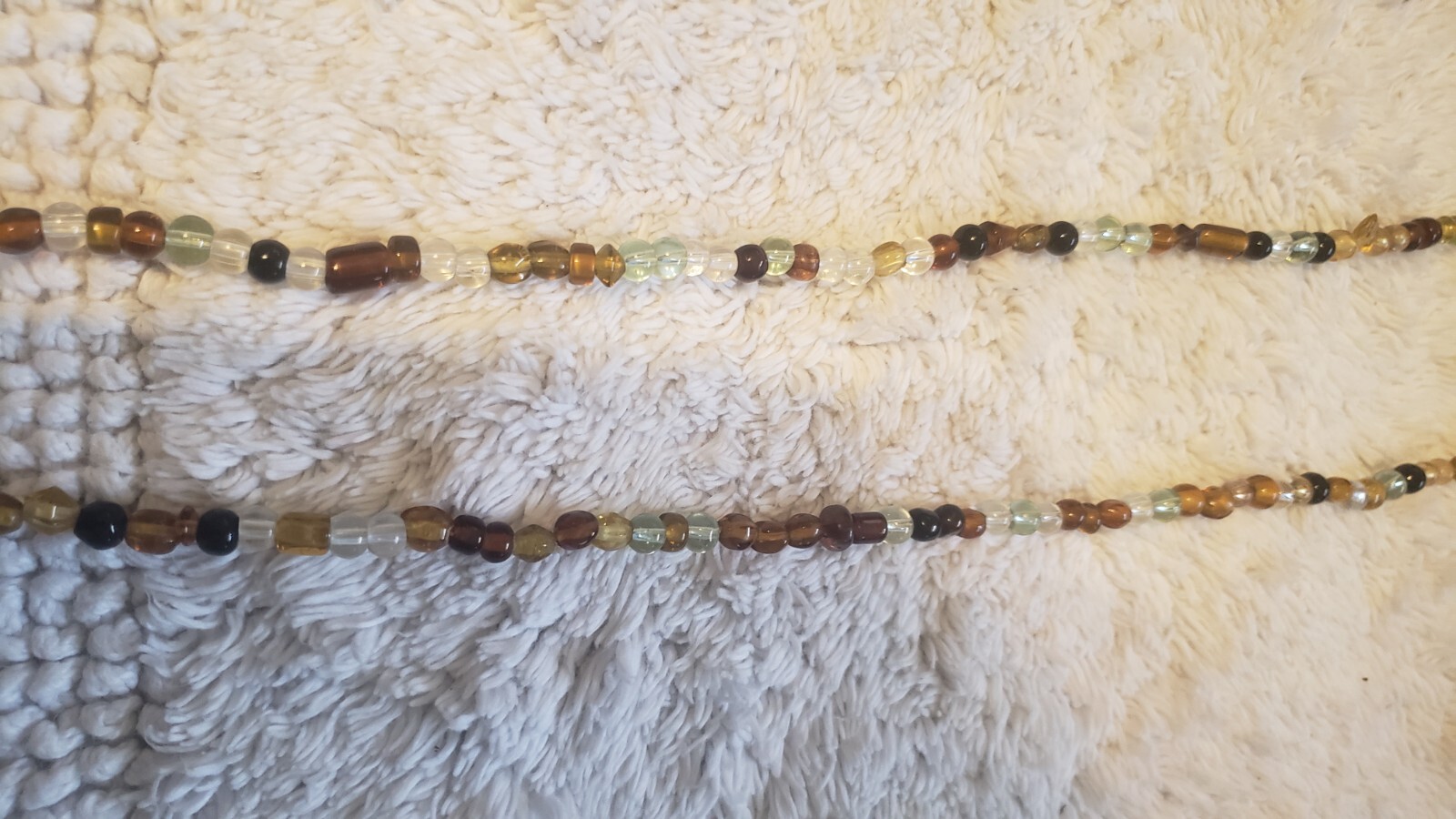 BEADED NECKLACES MULTICOLOR VARIOUS SHAPES SINGLE STRANDS ALL 13″, LOT OF 3