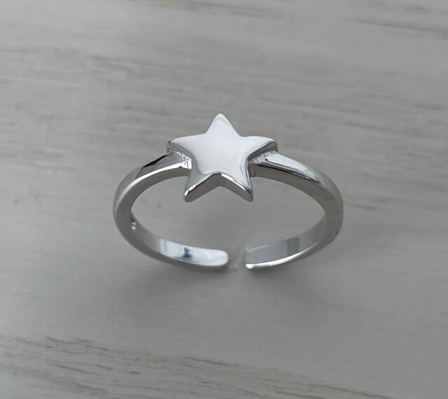 Anniversary Gift For Women’s Solid Metal Adjustable Star Toe Ring 925 Silver