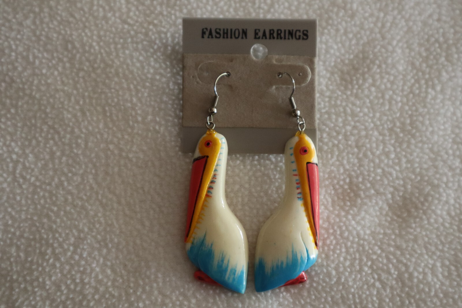 Pelican Flat Acrylic Plastic Hook Earrings Fashion Jewelry Dangle Ocean ~3″