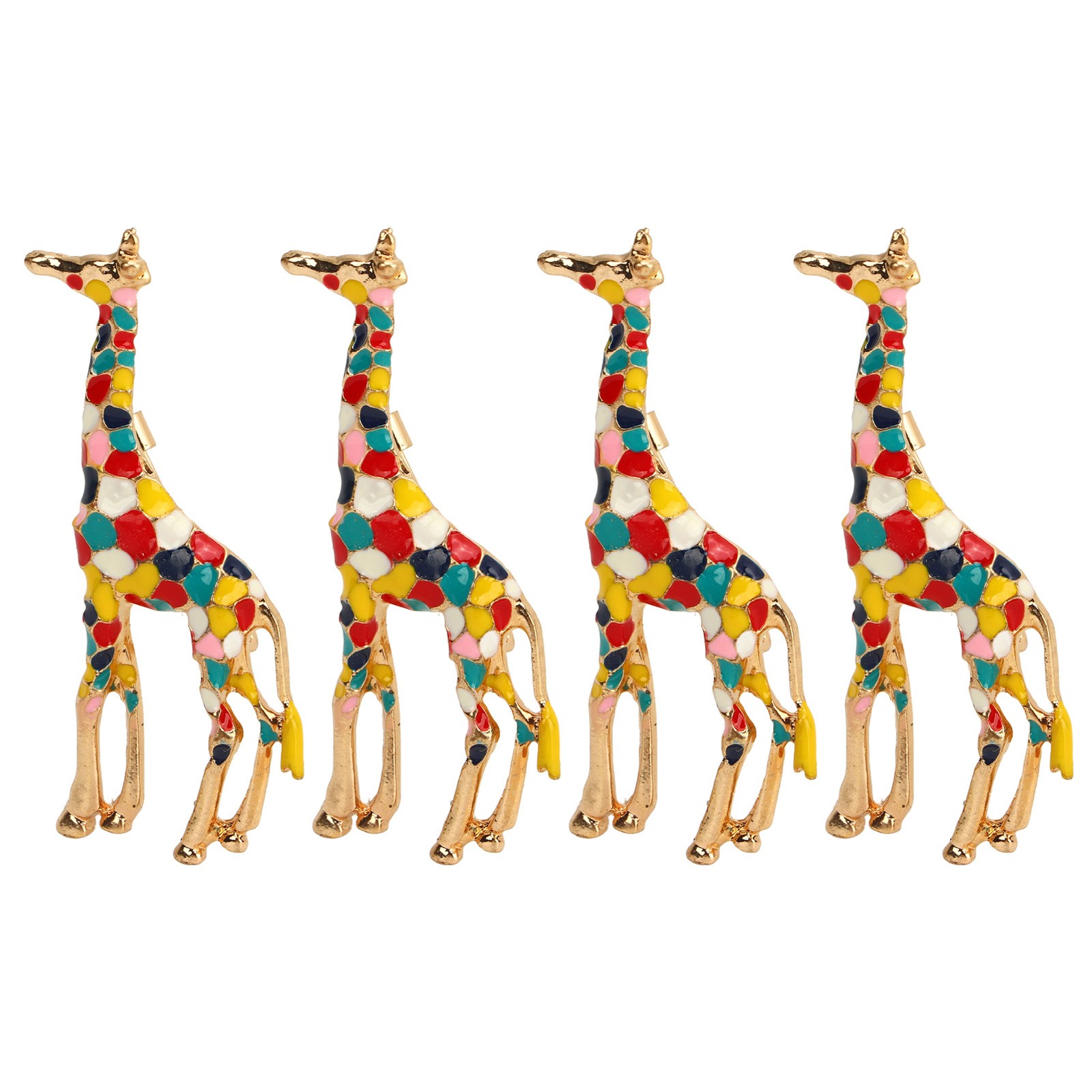 4Pcs Cartoon Giraffe Brooch Exquisite Colorful Elegant Aluminum Alloy Fashion