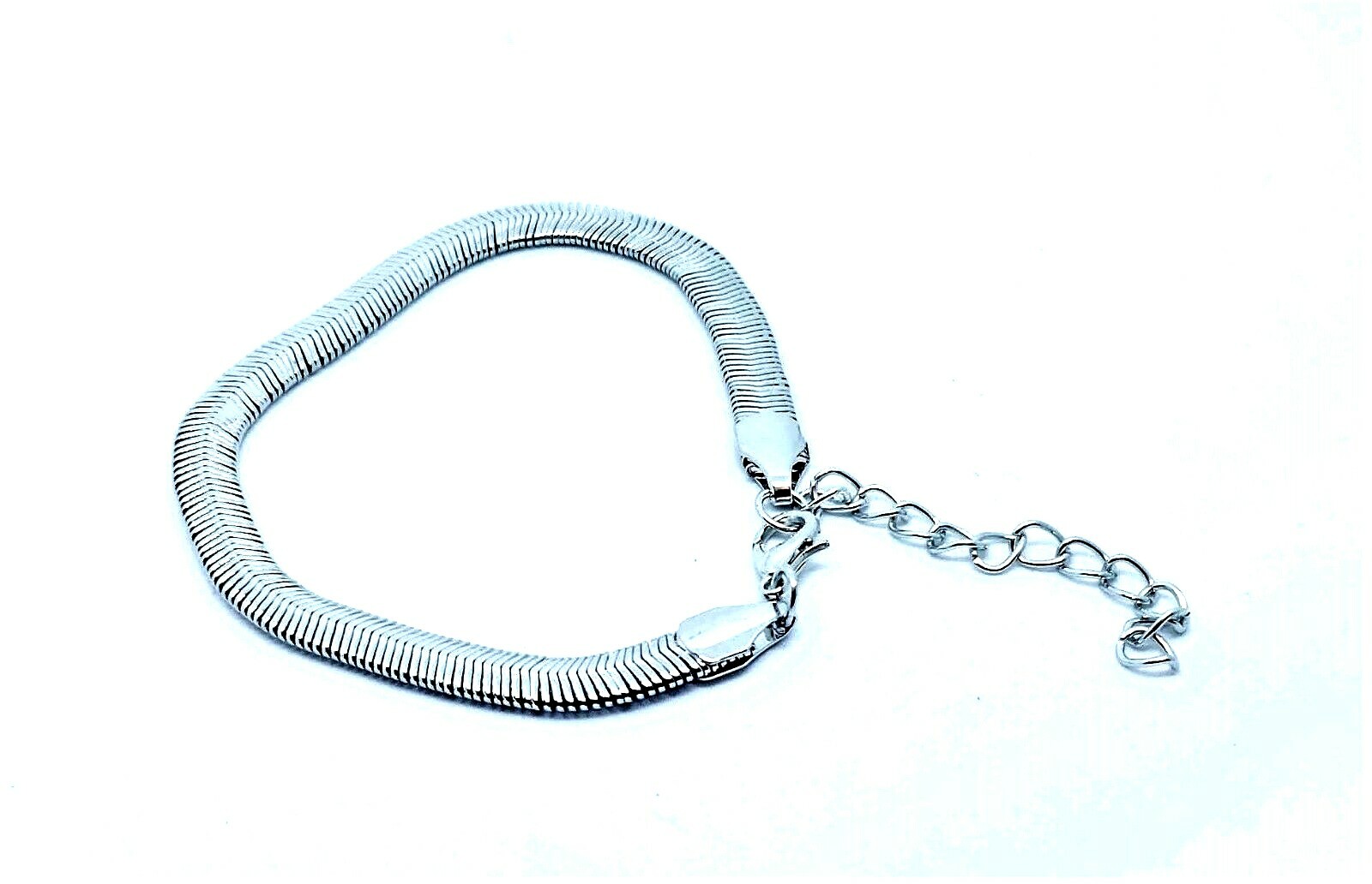 Stainless Steel Herringbone Anklet Adjustable 8″-10″ Women’s Flat Chain 5mm W