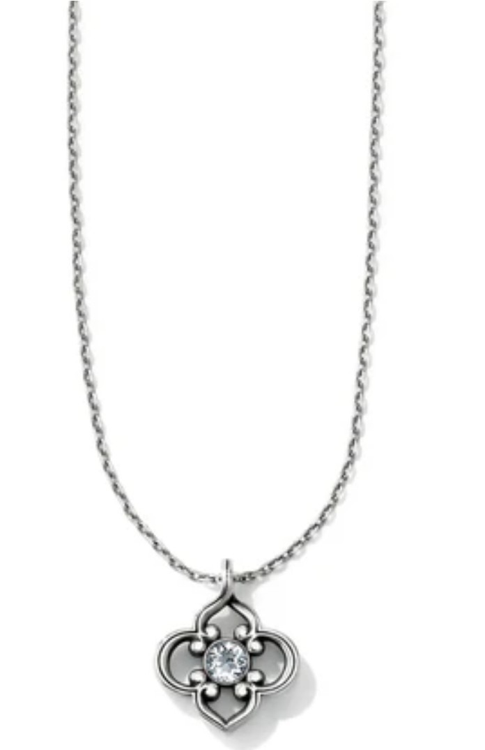 Brighton Toledo Convertible Silver Long Chain Crystal Pendant Necklace 16″-32″