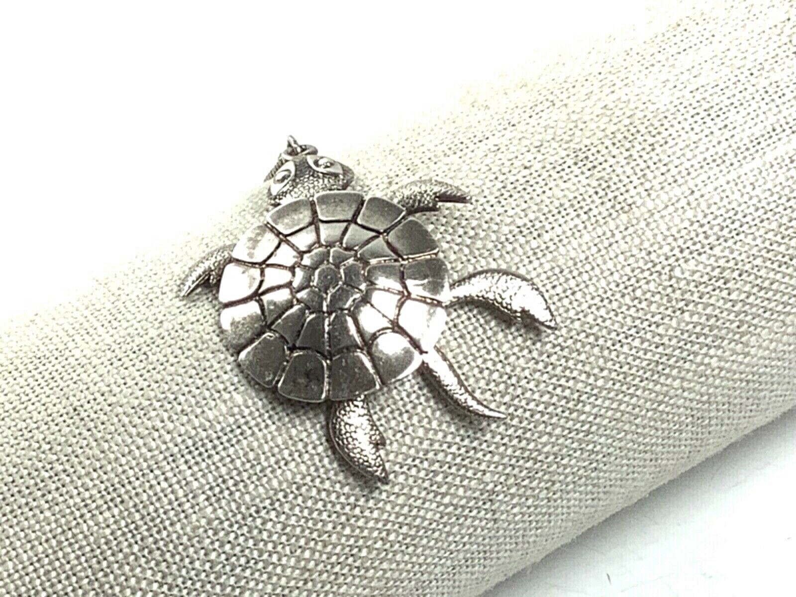 JC FERRARA Sterling Silver Articulating Turtle Pendant w/1.4mm Alpaca Chain, 20”