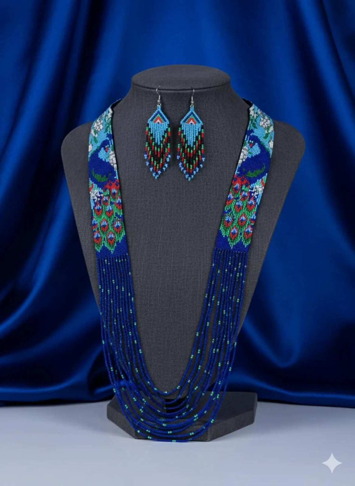 HANDMADE EUROPE STYLE HANDMADE ETHNIC MULTI-COLOR BEADED NECKLACE EARRINGS SET