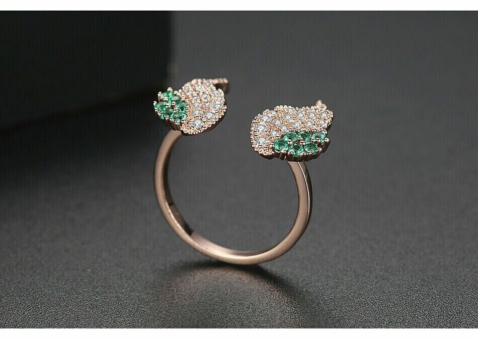 2 Ct Round Simulated Emerald & Diamond Band Snake Ring In 14K Rose Gold Plated