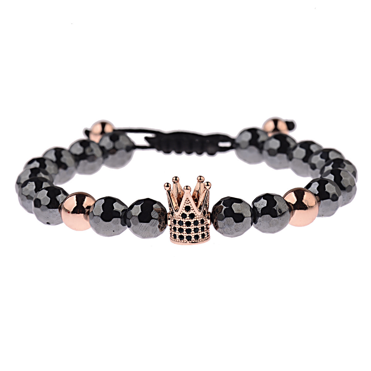 CZ King Crown Natural Stone Women Men’s Adjustable Bracelets Charm Jewelry Gift